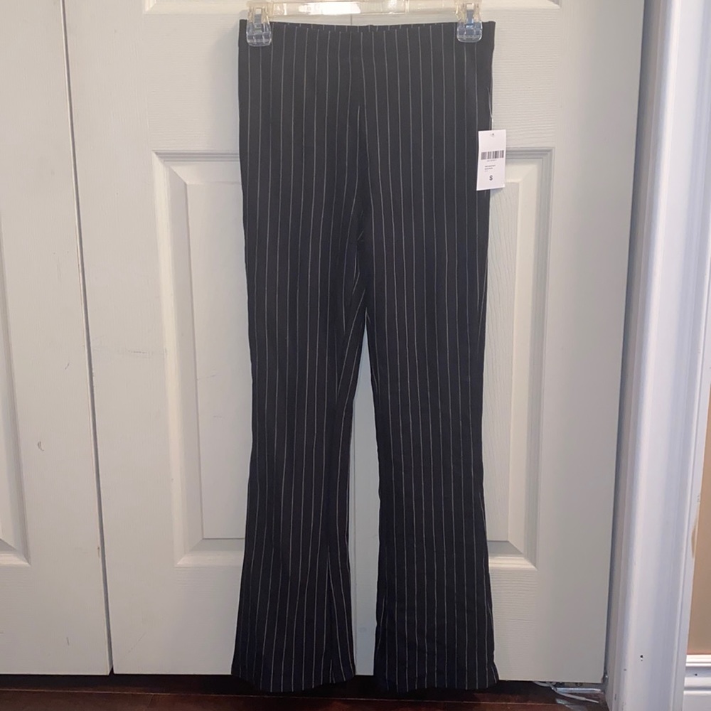 Pinstriped Flare Ankle Pants